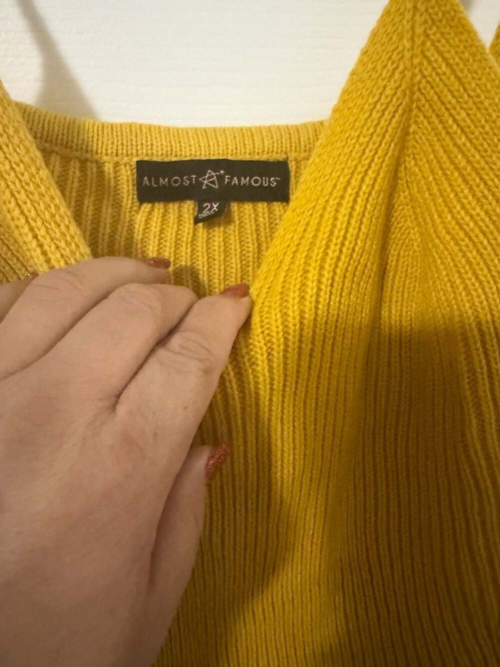 Almost Famous Ribbed Knit Mini Dress Mustard Yellow Size 2X - Picture 3 of 5